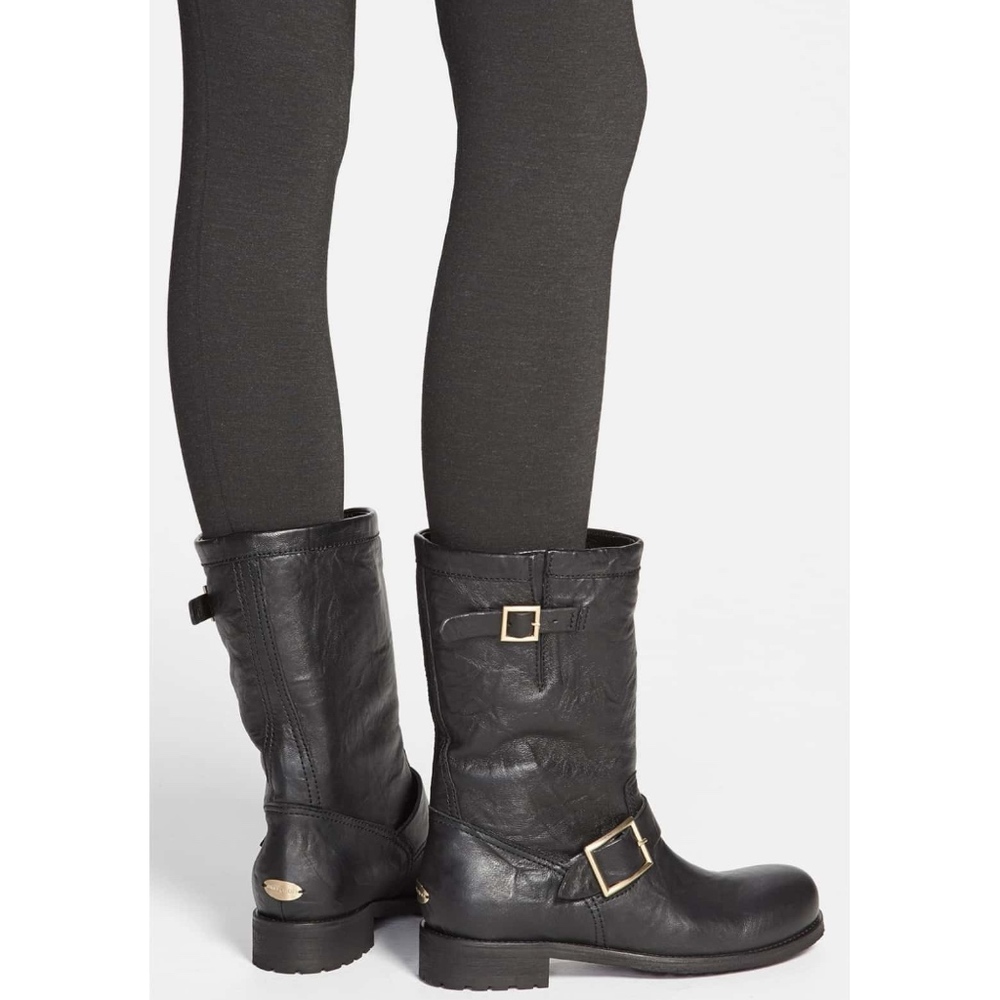 Jimmy Choo Black Biker Moto Leather Boots
